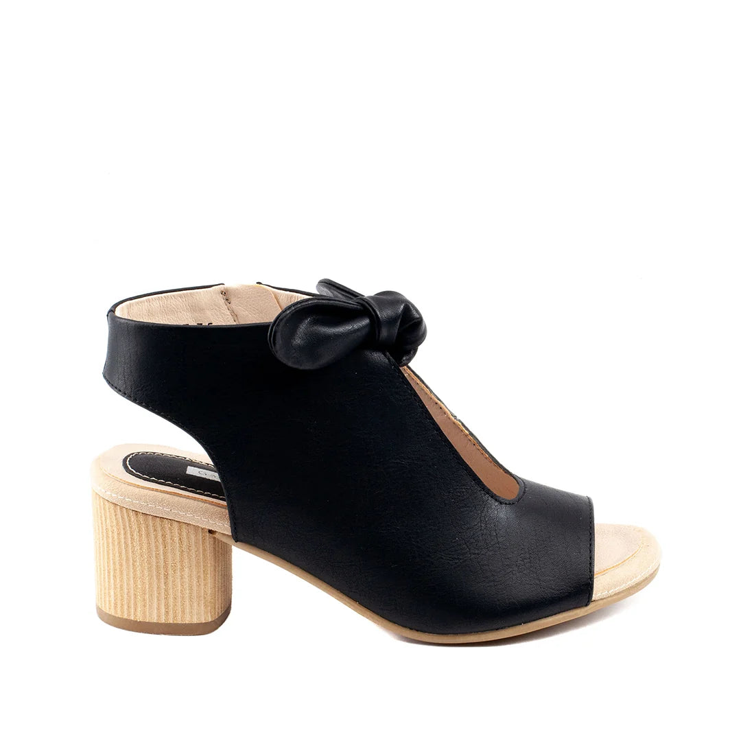 Kimora Bow Heeled Sandal in Black