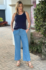 Liverpool Chambray Relaxed Wide Leg Pants