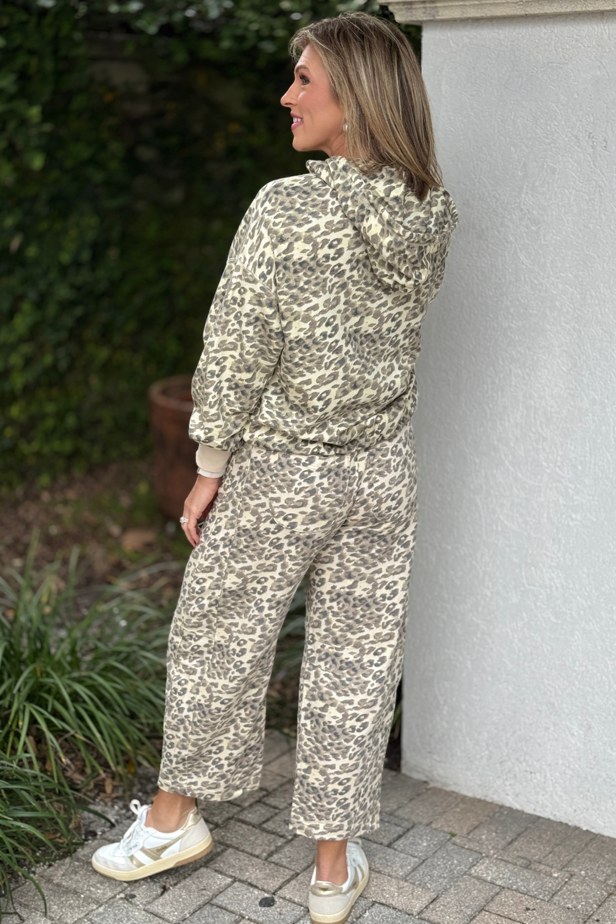 Leopard hoodie and relaxed barrel pant boutique set