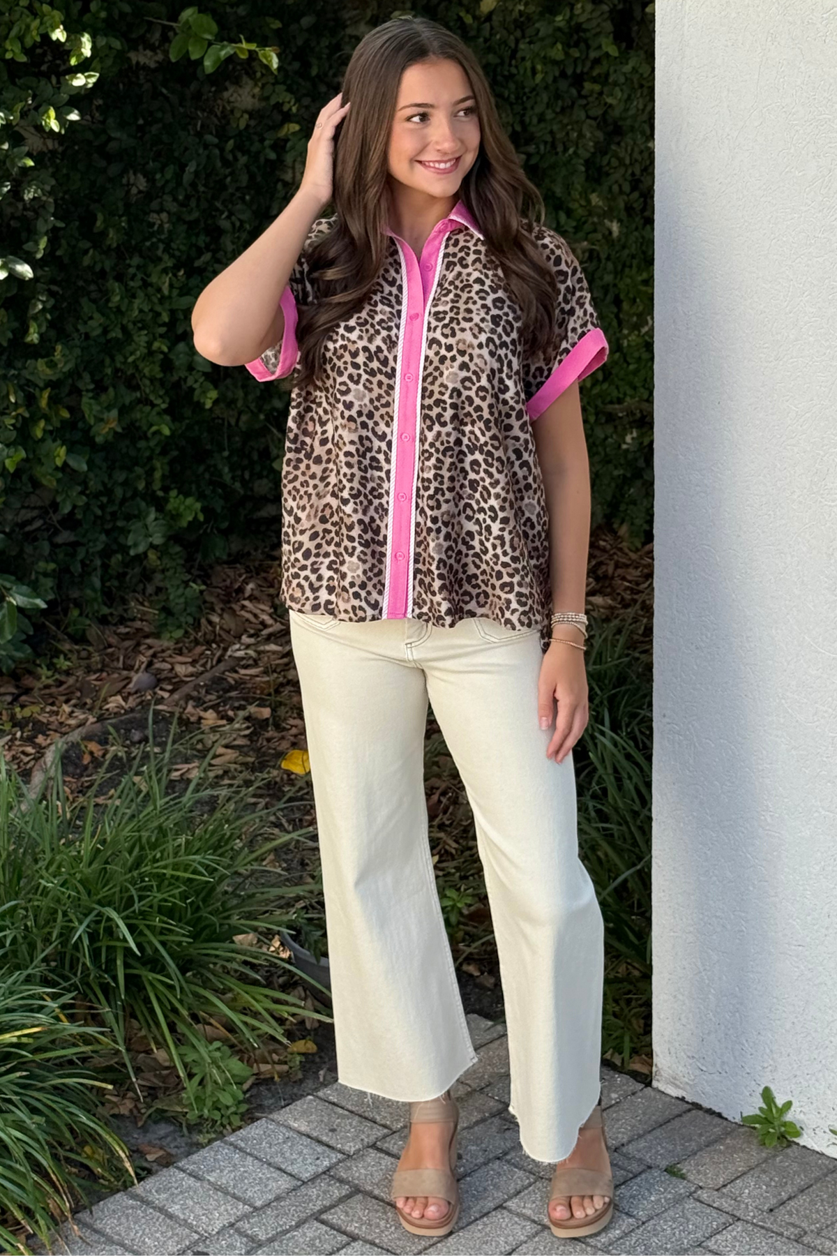 The Fierce & Flirty Button-Up Top in Pink