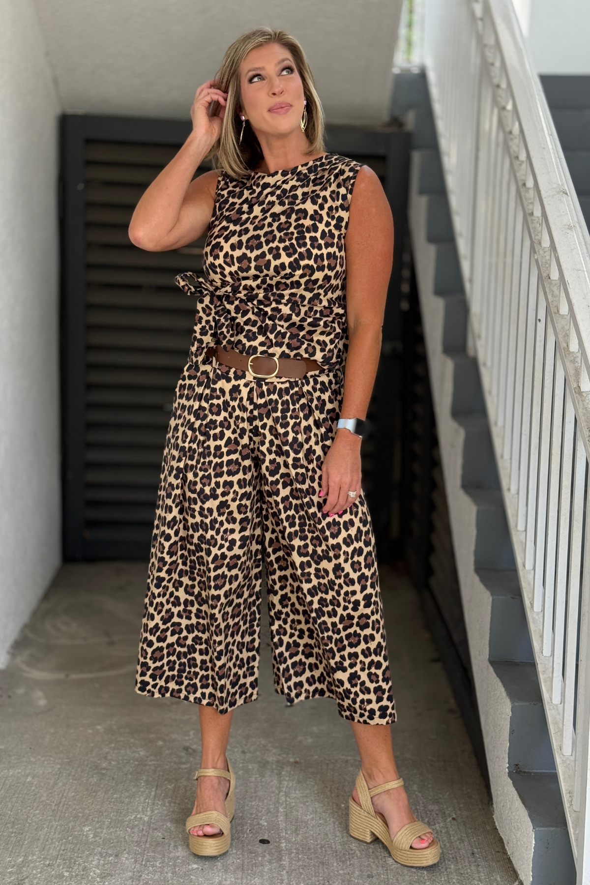 Women's wide leg leopard pants