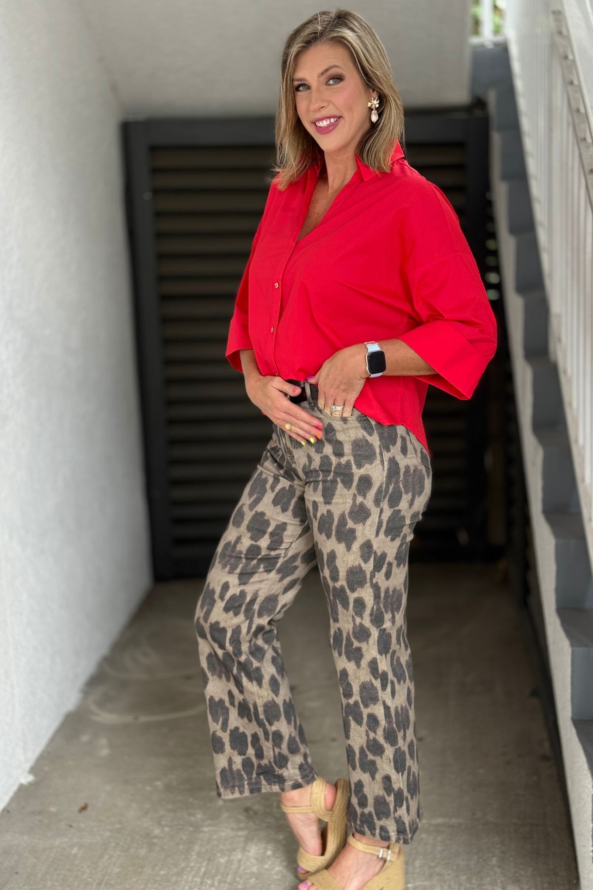 Frank Lyman designer leopard trousers