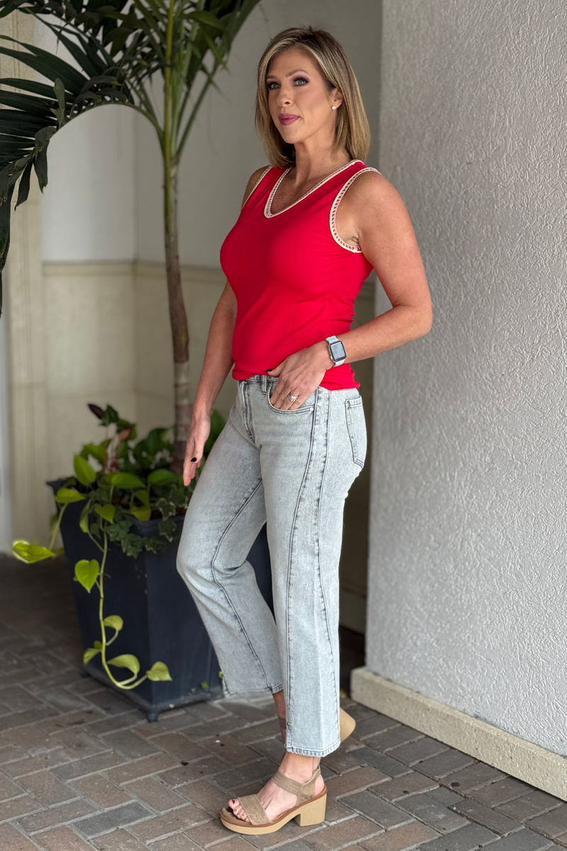 Liverpool Kennedy straight jeans seaming detail