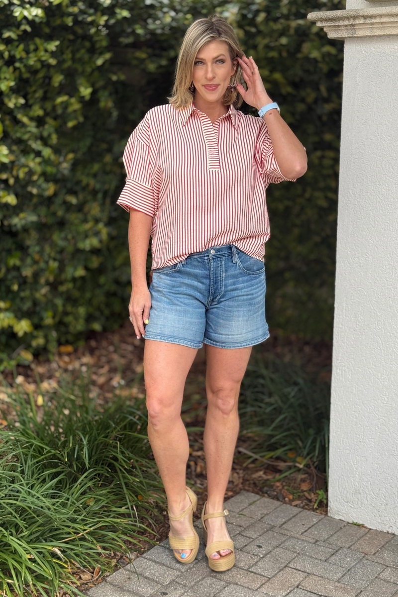 mid rise cuffed jean shorts women boutique