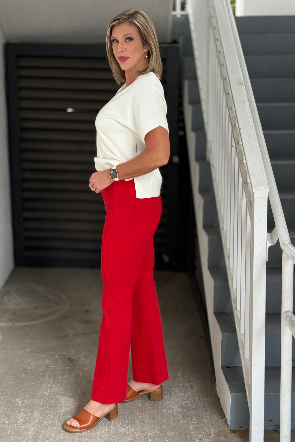 Liverpool Sundance Red jeans with back patch pockets