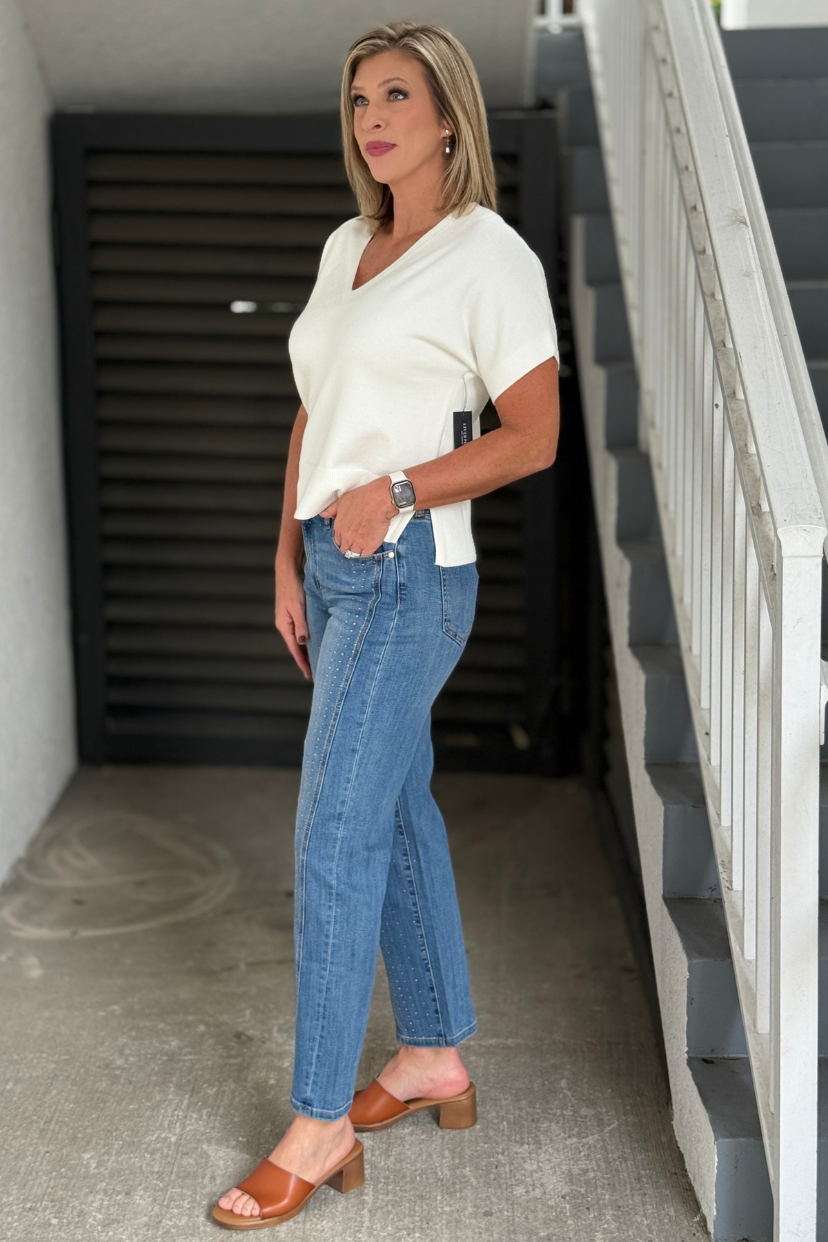 Liverpool Kennedy mid-rise denim with vertical front seams