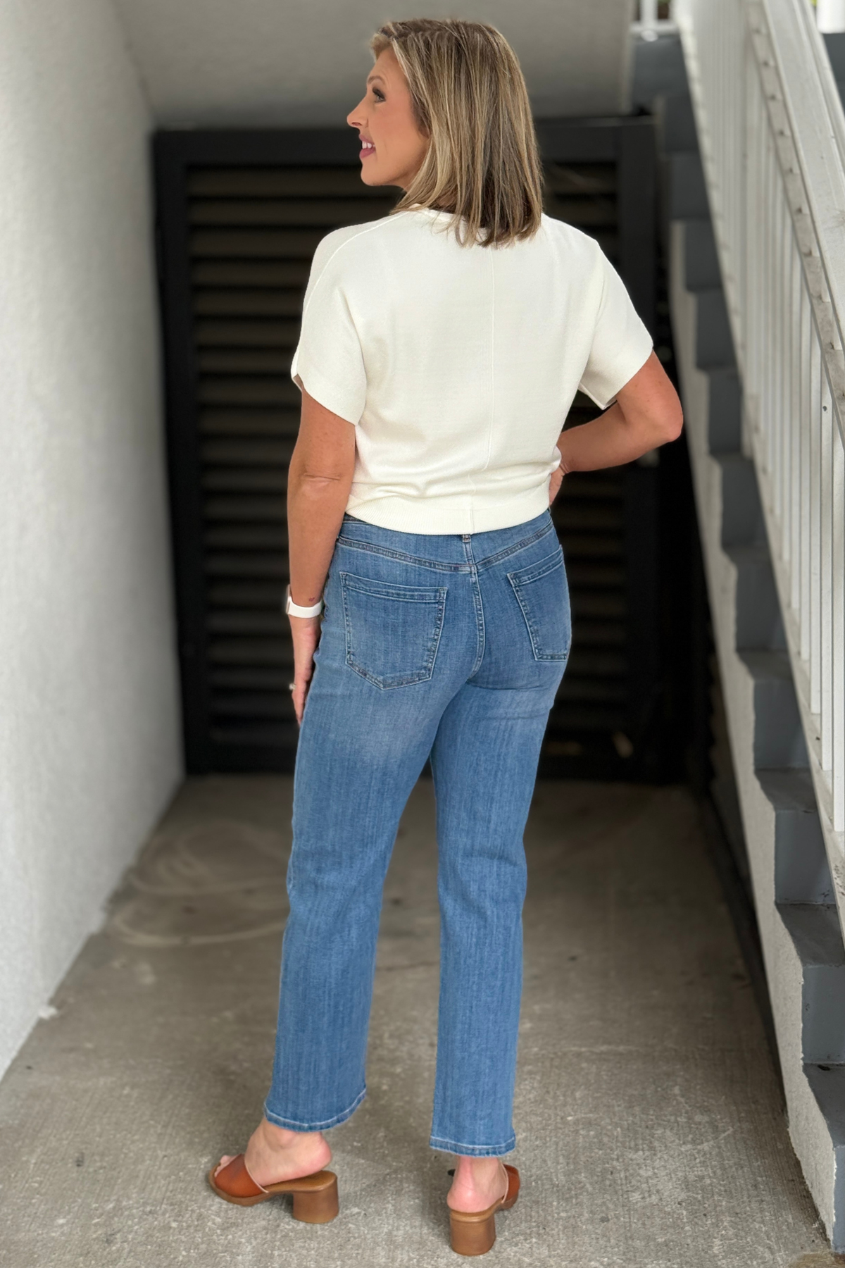 Liverpool Kennedy straight jeans styled for fall