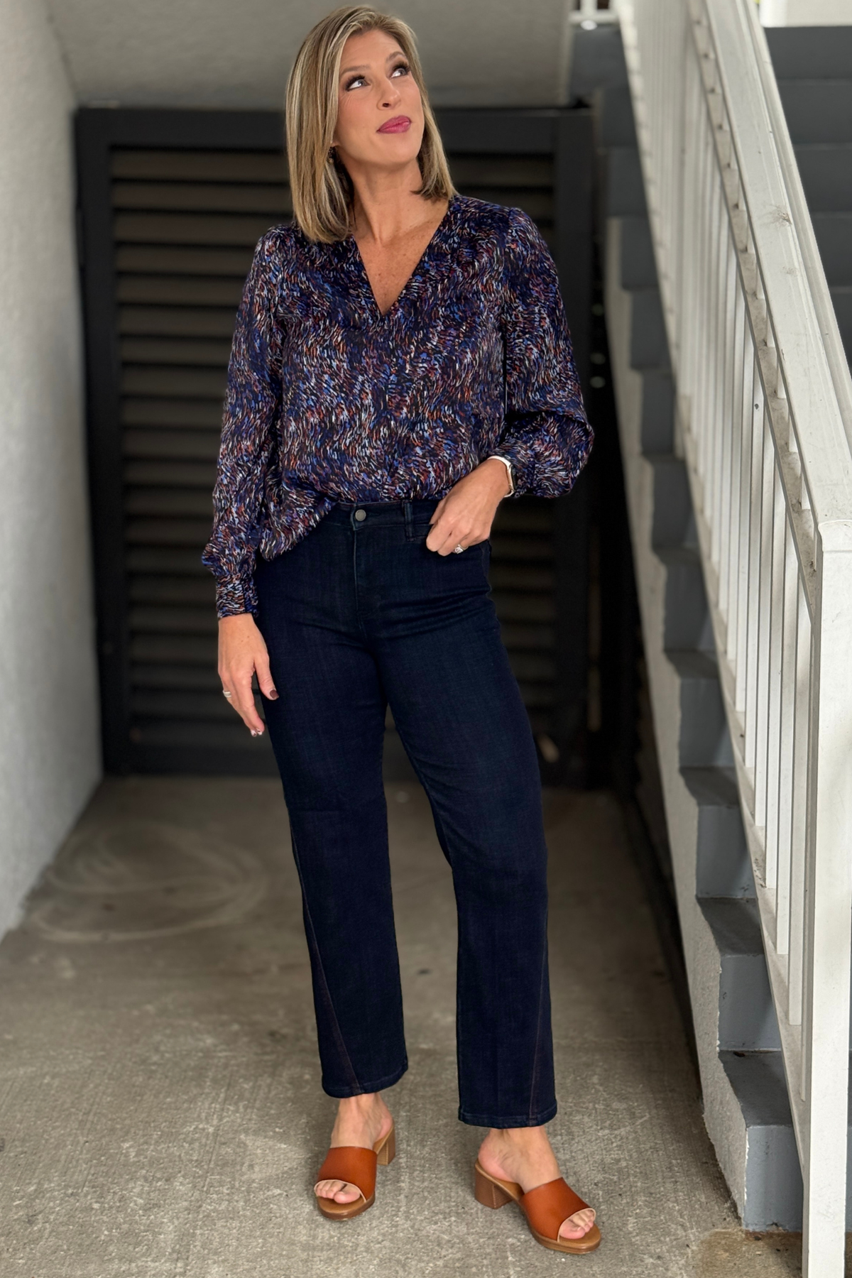 Liverpool Kennedy Straight Jean in Midnight Eclipse front view