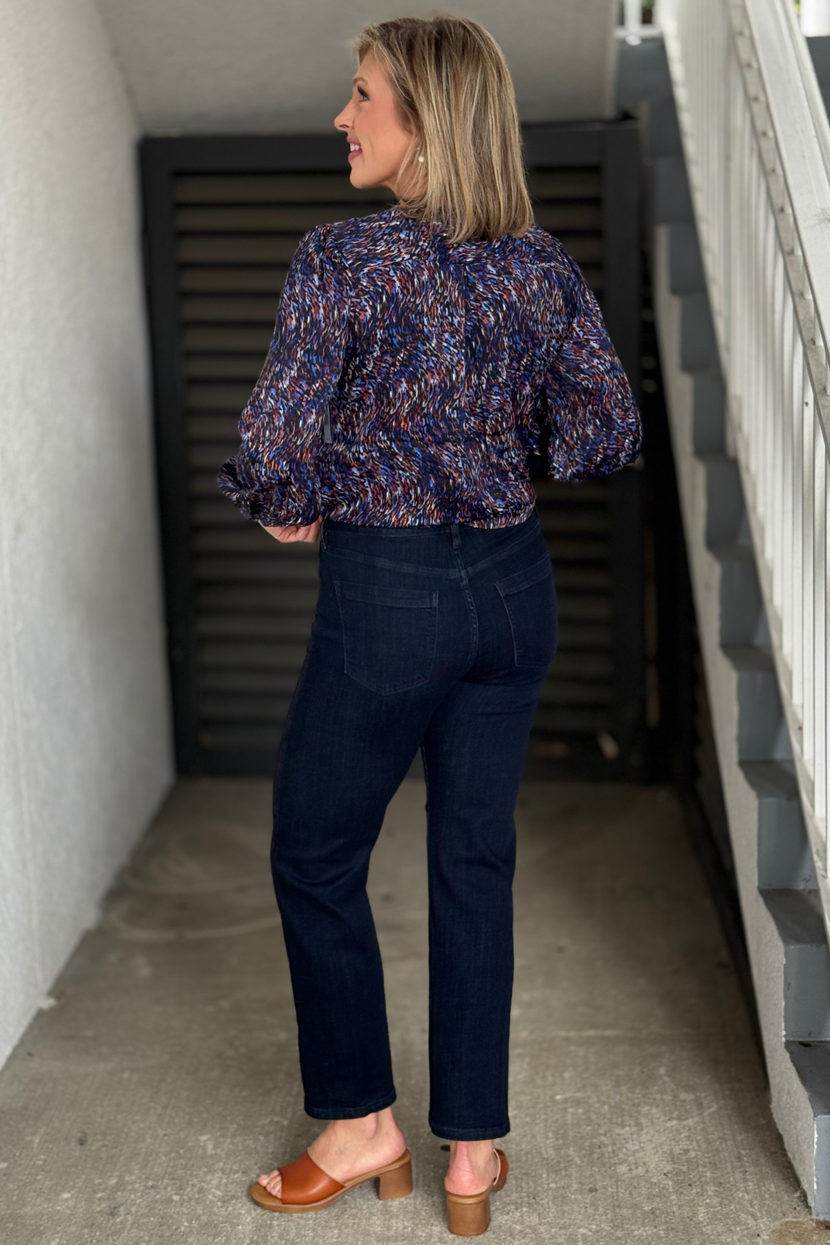 Liverpool women’s dark blue straight leg denim side view
