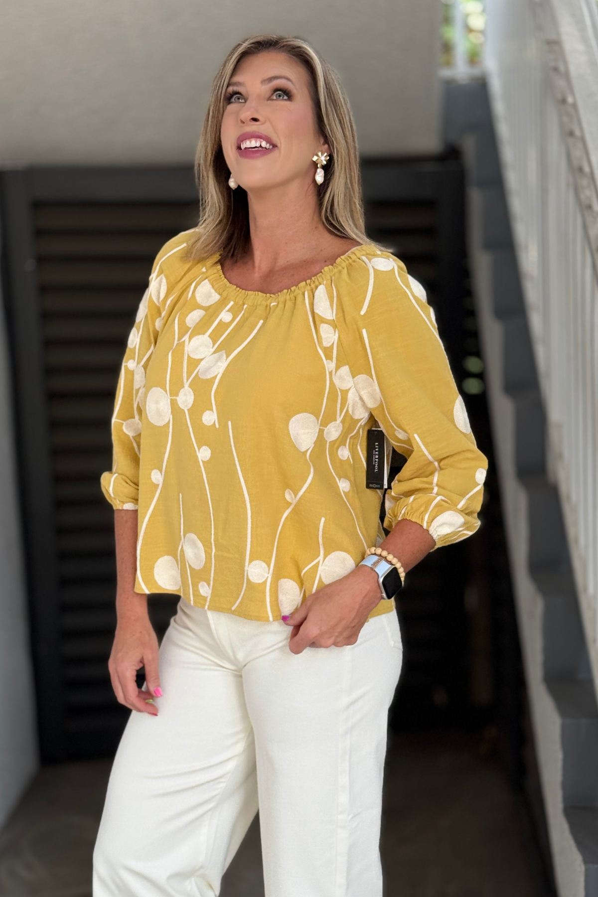 Yellow Embroidered Liverpool Blouse
