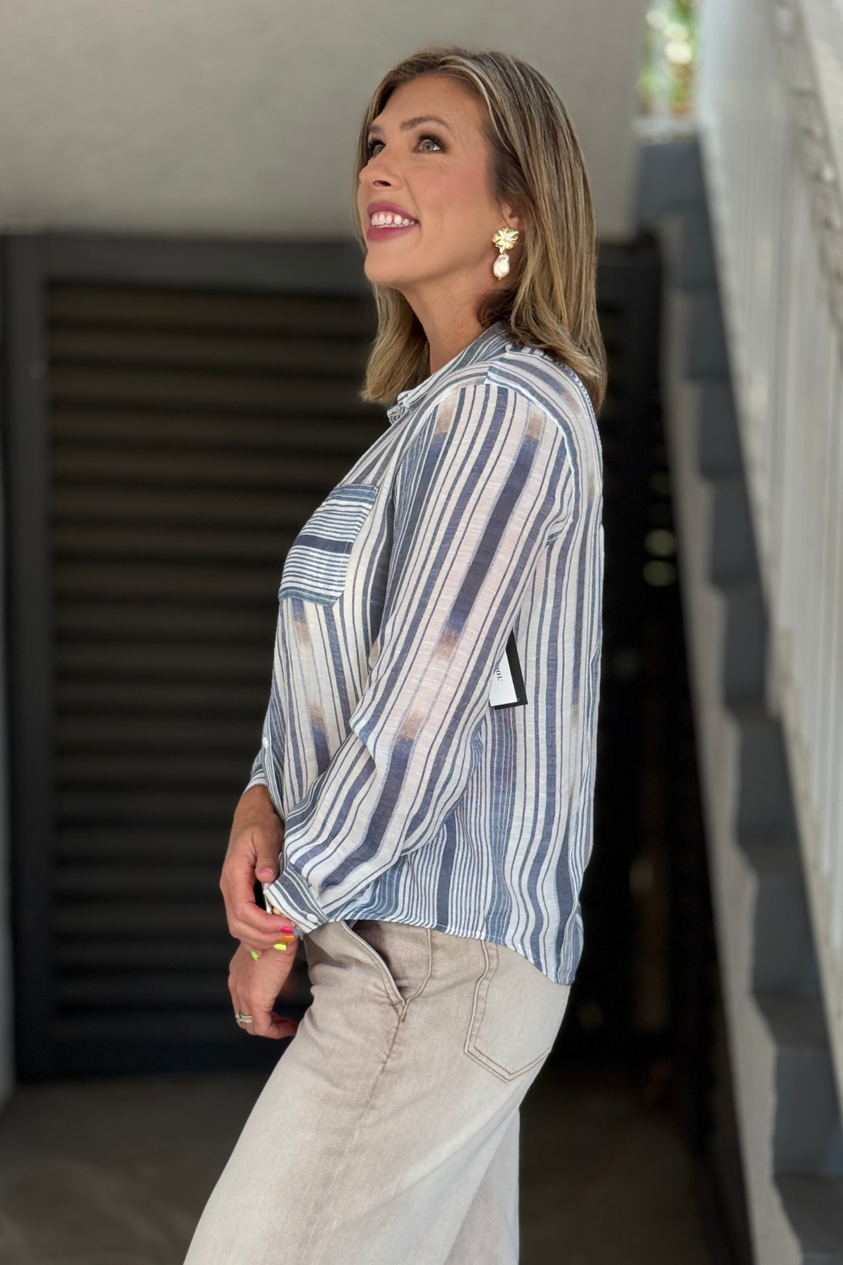 Liverpool chambray stripe woven shirt