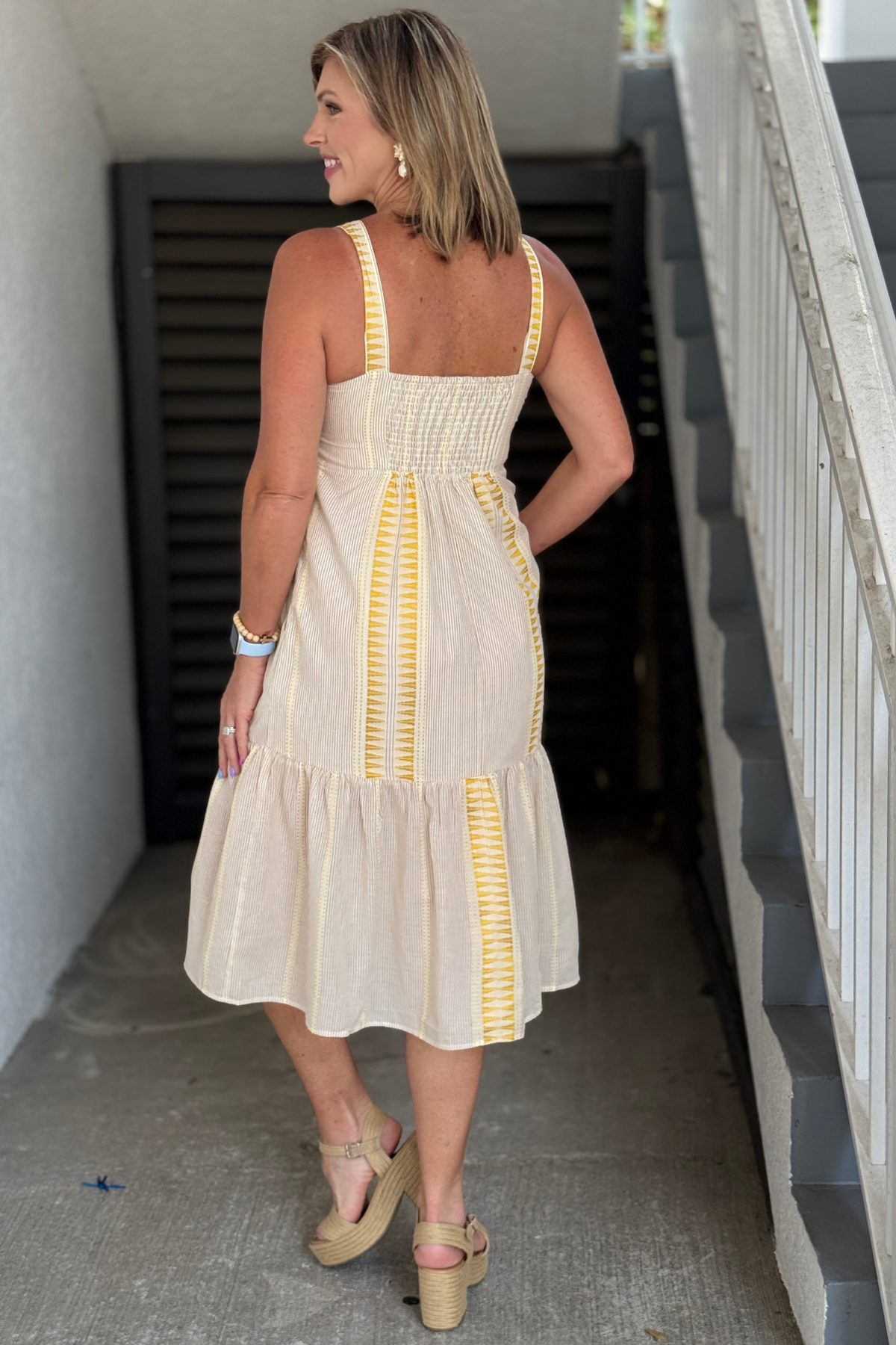 Smocked back summer midi dress