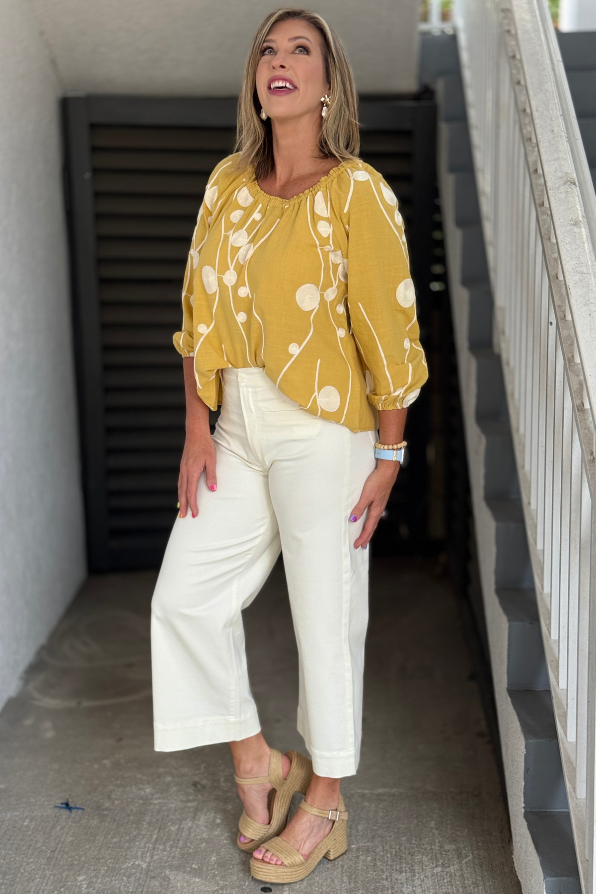 Liverpool White Sands Wide Leg Crop Pant