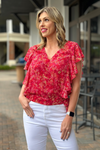 Liverpool Berry Blossom Floral Draped Front Top