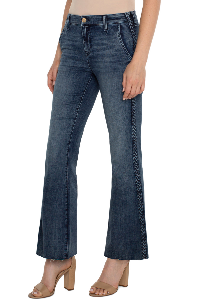 Liverpool Hannah Crop Ponderay Braided Detail Flare Jeans