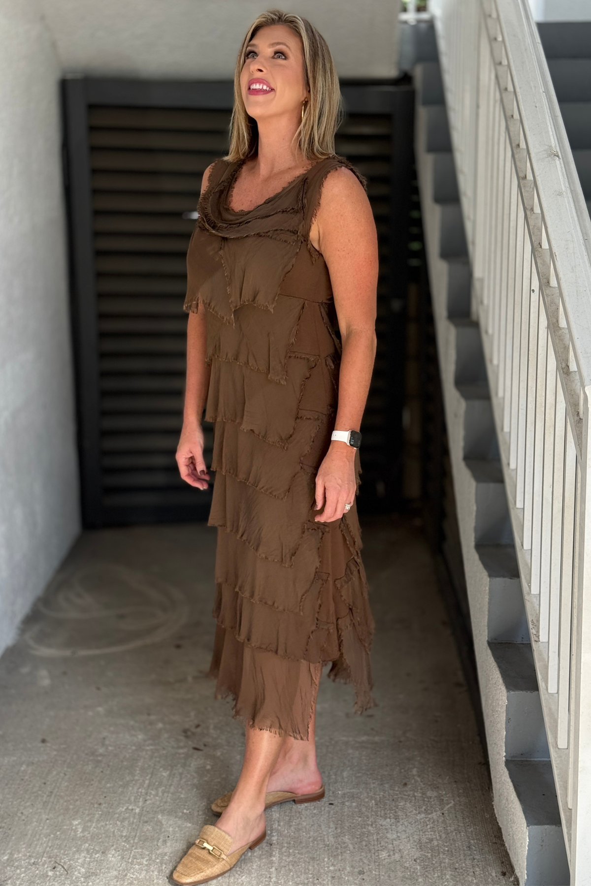 Made in Italy chocolate maxi dress with viscose lining