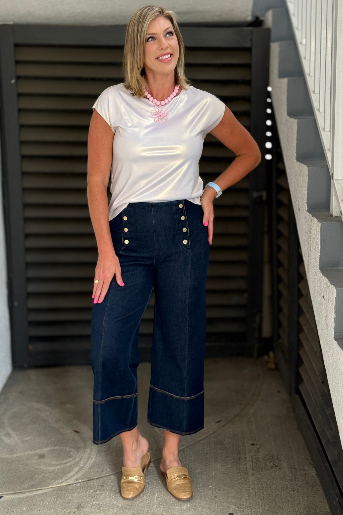 Lysse Kaia indigo wide leg pull on denim pants
