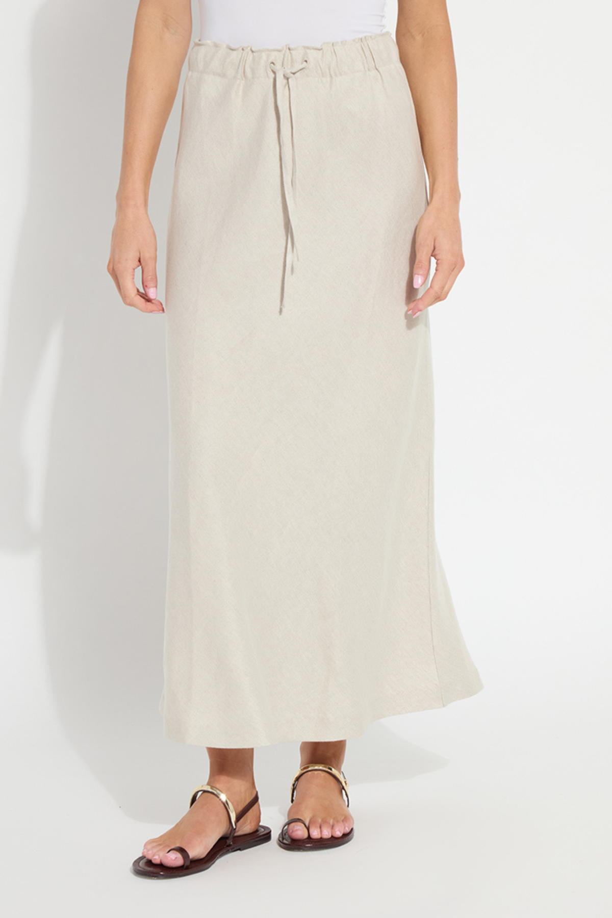 casual chic drawstring skirt in breathable linen fabric
