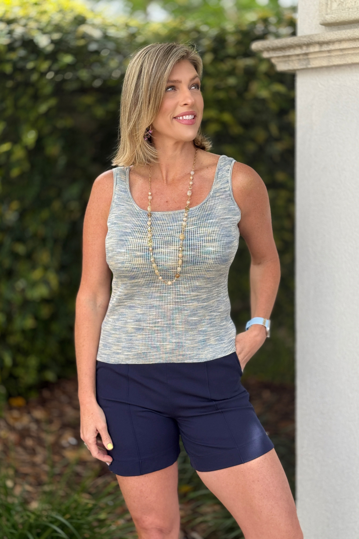 Lysse rib knit tank top umber blue multi