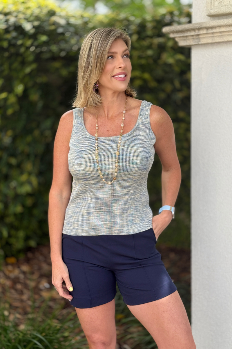 Lysse rib knit tank top umber blue multi