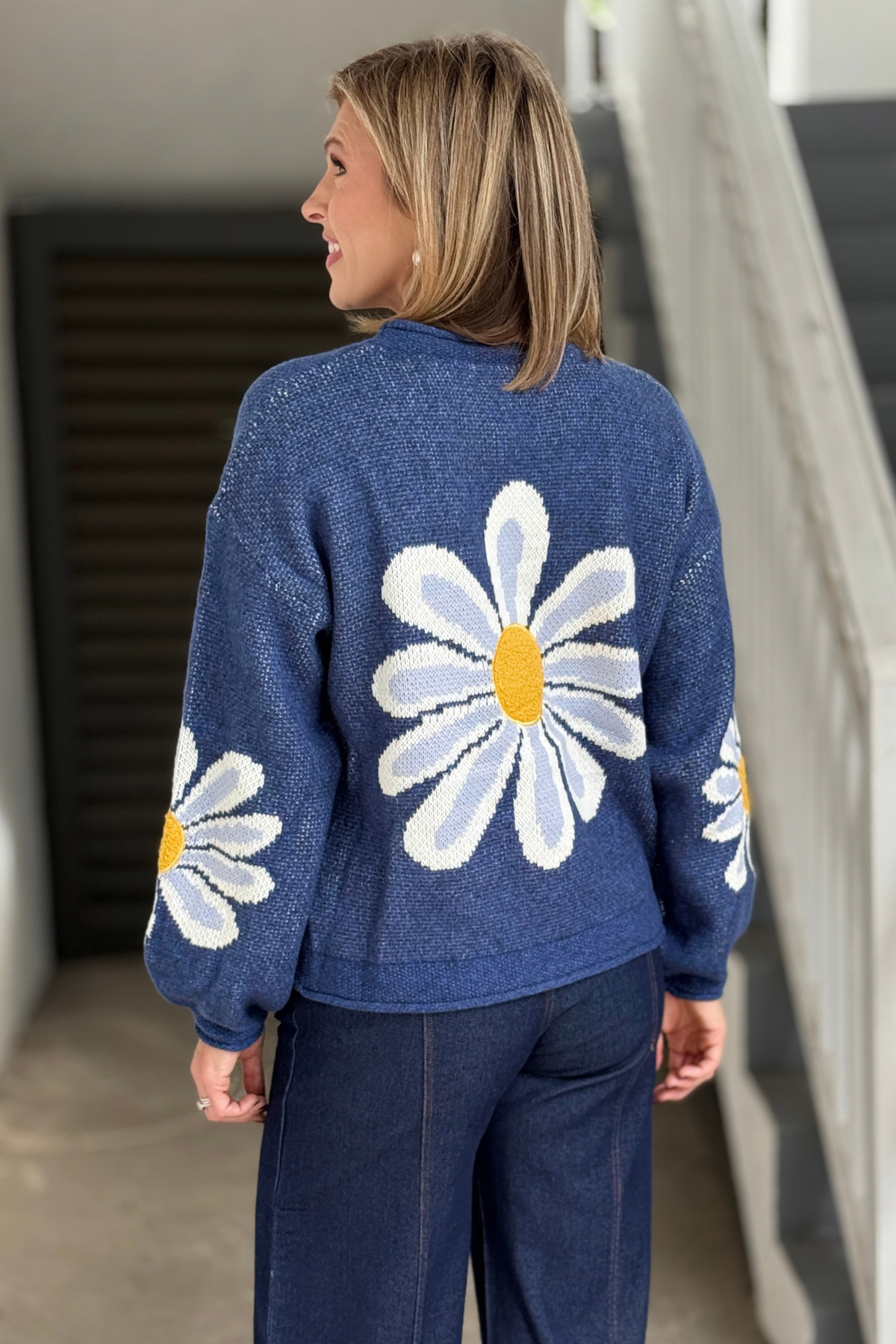 Women's oversized daisy knit boutique sweater