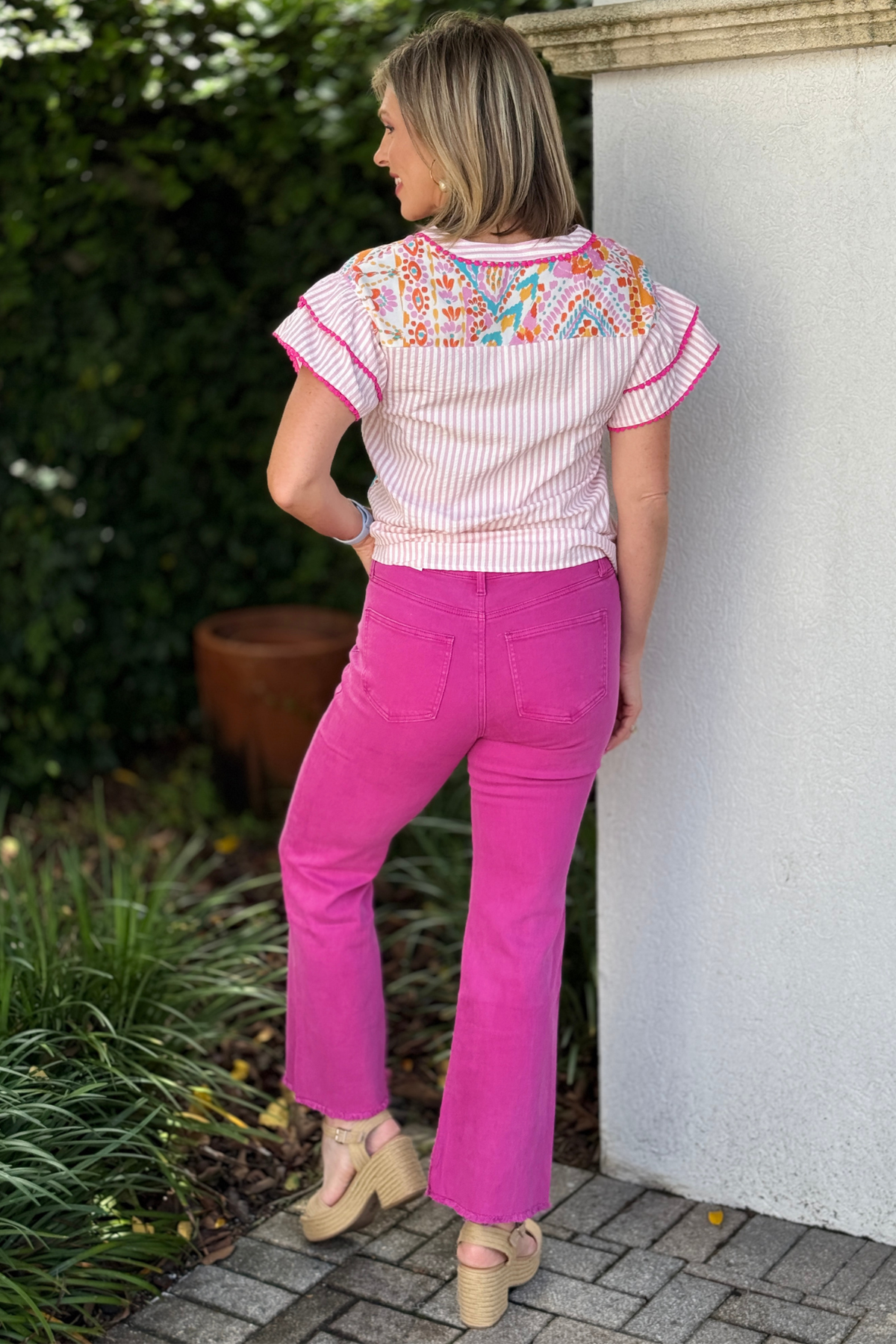 Women’s vibrant magenta wide leg pants