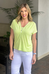 Marble Scotland Lime Zip Front Layered Top