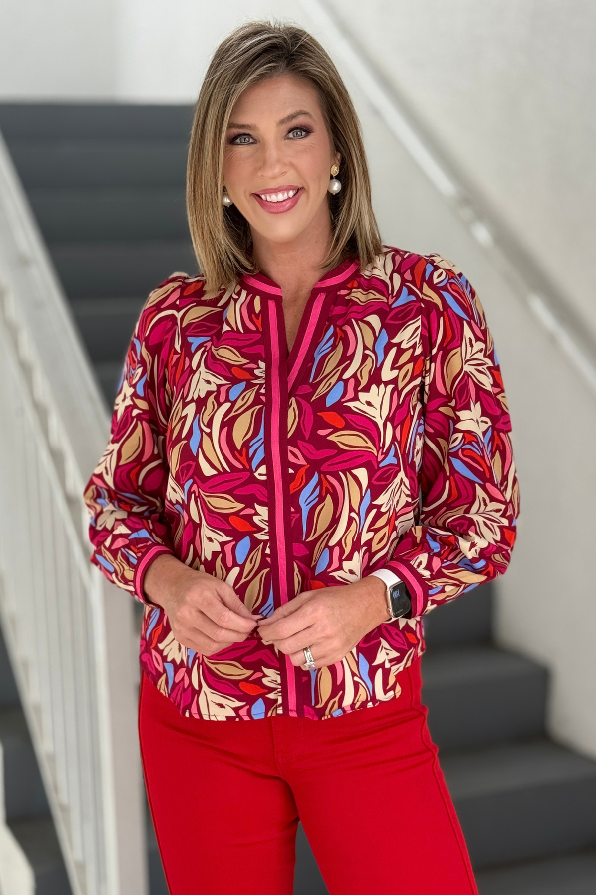 Mary Square Naomi Top in Wind Rush Multi front view
