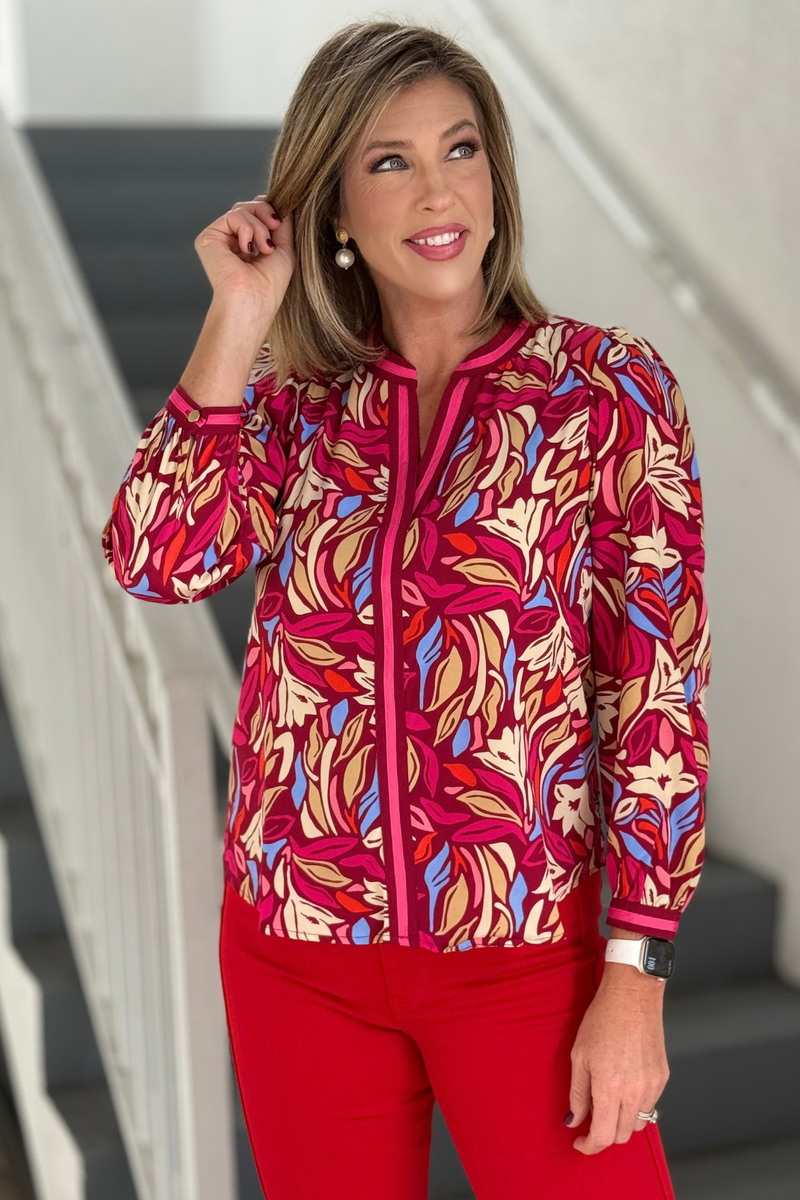 Women’s multicolor fall print blouse by Mary Square