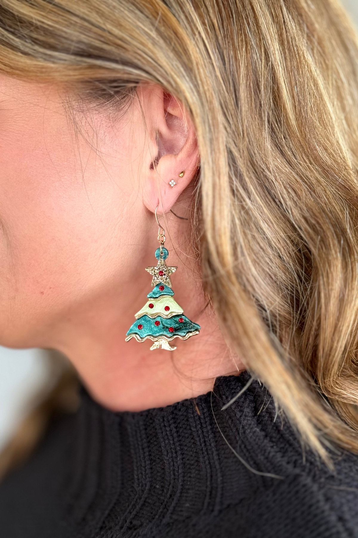 Glittering Christmas Tree Earrings