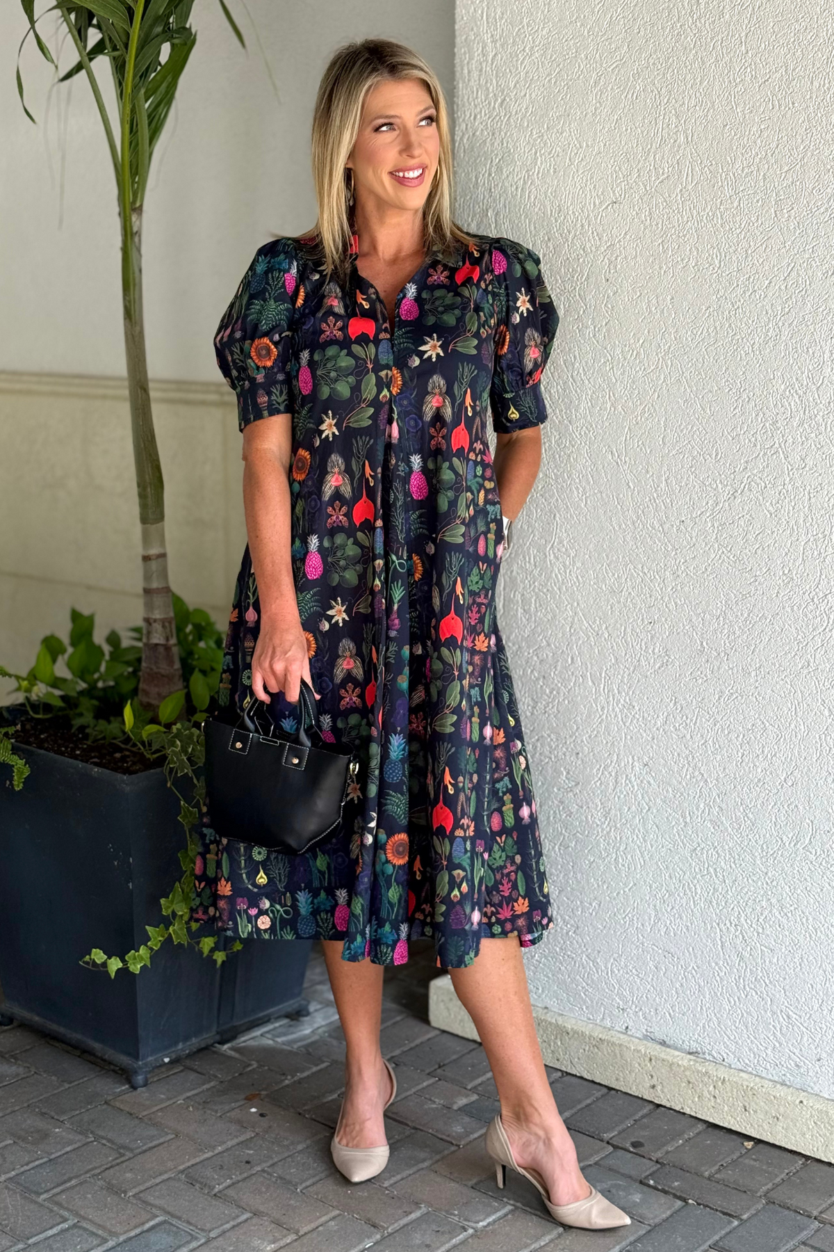 Dizzy Lizzie The Montauk Botanical Midi Dress
