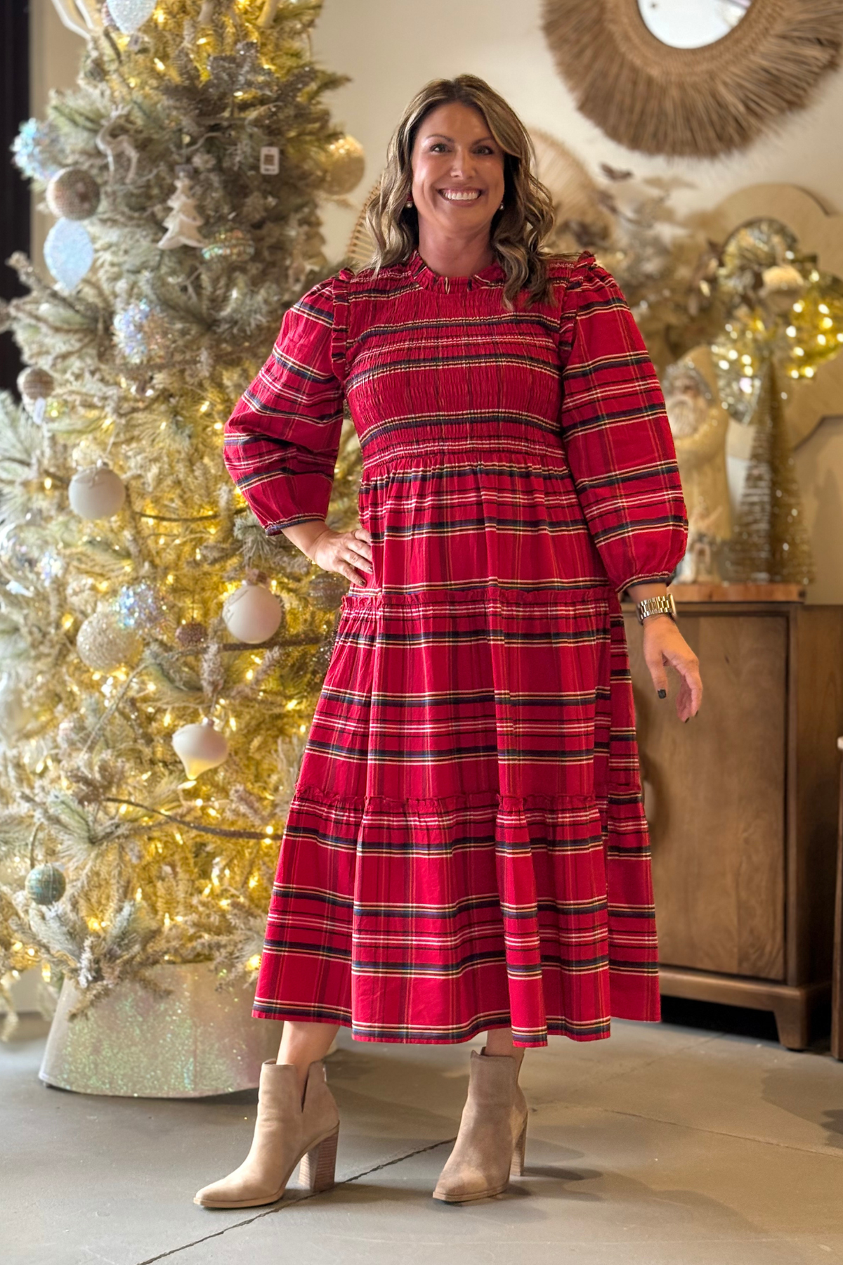 The Walton Plaid Midi Dress by Mud Pie Women's Clothing Boutique | The Pink Nickel The Walton Plaid Midi Dress by Mud Pie Women's Clothing Boutique | The Pink Nickel