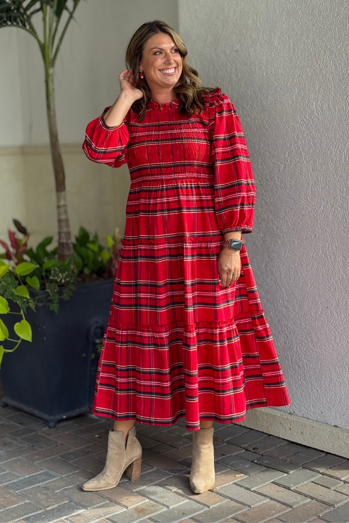 The Walton Plaid Midi Dress by Mud Pie Women's Clothing Boutique | The Pink Nickel The Walton Plaid Midi Dress by Mud Pie Women's Clothing Boutique | The Pink Nickel