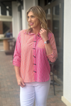 Multiples Mixed Stripe Poplin Shirt-Pink