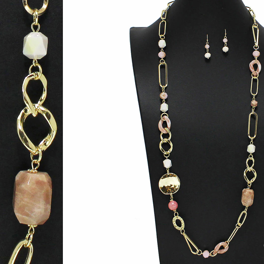 The Blush Luxe Hammered Link Statement Necklace Set