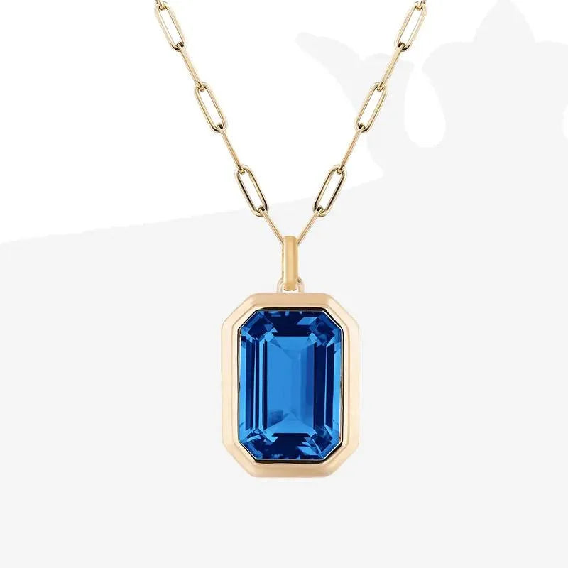 Midnight Luxe Gem Pendant Necklace in Blue