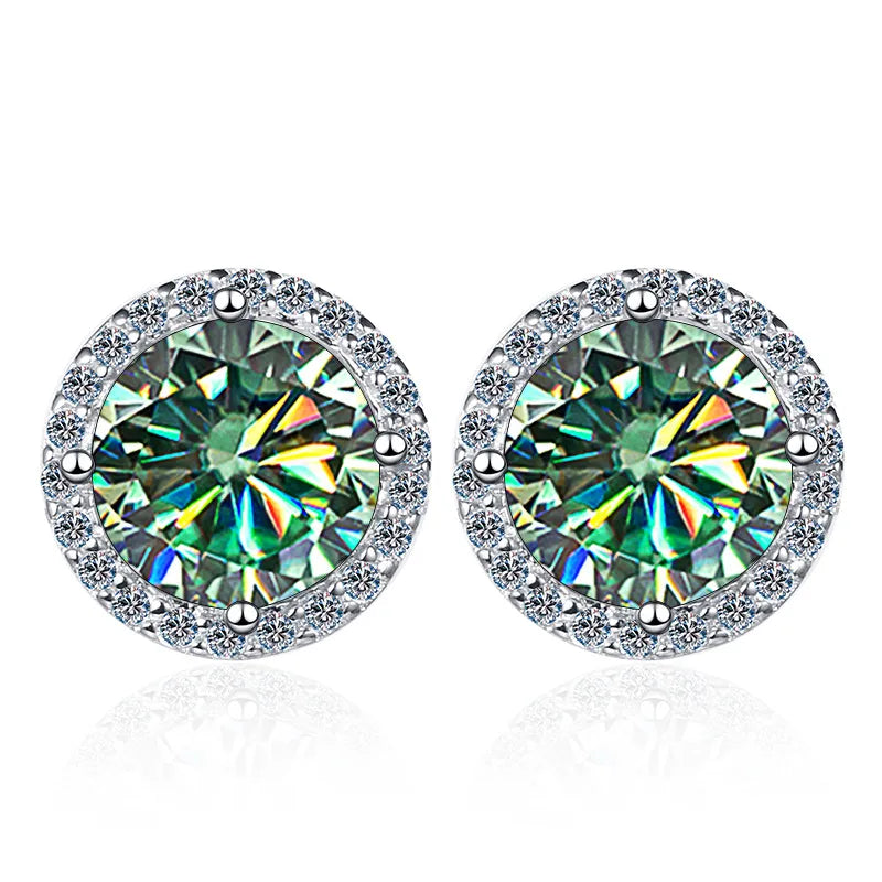 The Aurora Halo Moissanite Stud Earrings – GRA Certified | S925 Sterling Silver