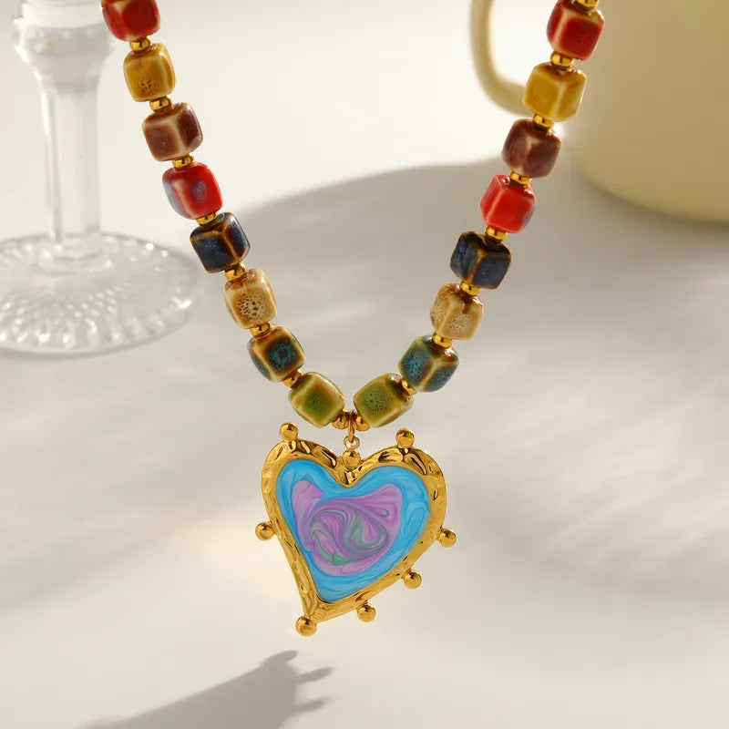 Painted Love Heart Necklace