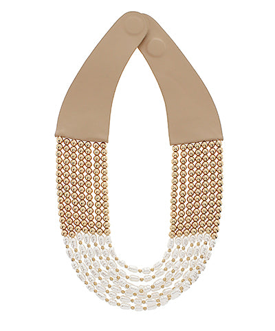 Sahara Glow Two-Tone Beaded Collar Necklace
