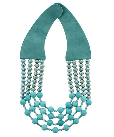 Luna Luxe Mixed Glass & Stone Magnetic Necklace