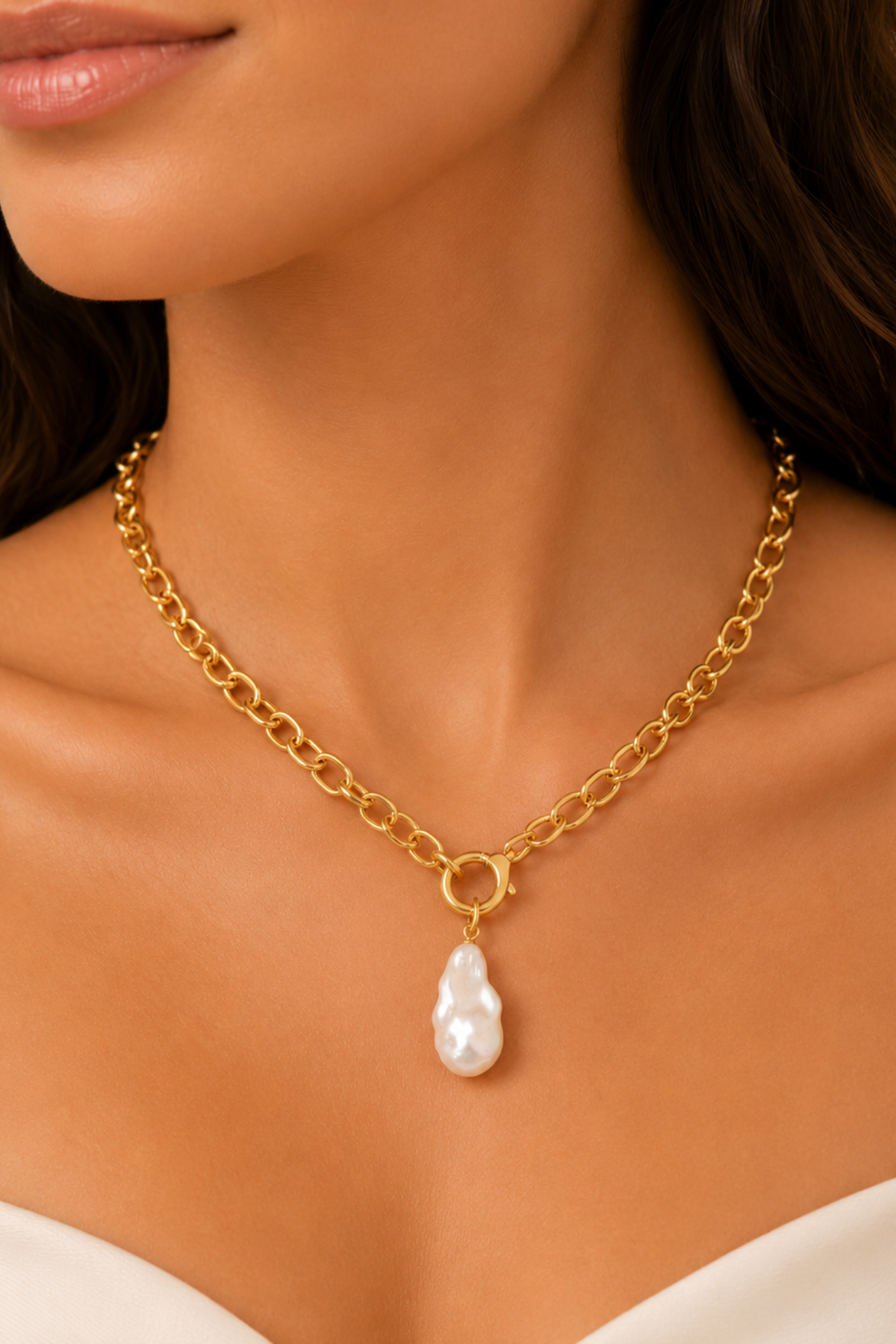 The Golden Pearl Handmade Charm Necklace