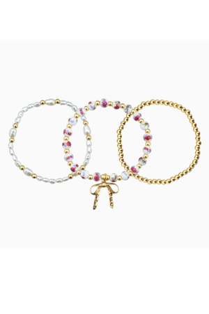 Pretty Little Bow Ceramic Bead Bracelet Set of 3