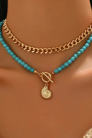 The Golden Coast Turquoise Layered Necklace Set