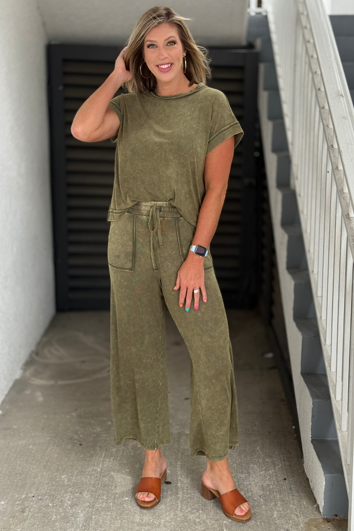 Women's dark olive matching lounge set