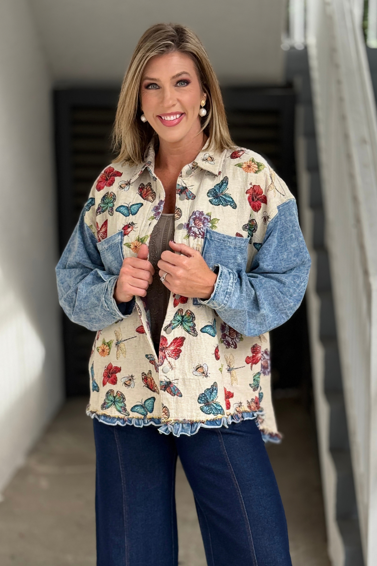 Vintage Wings butterfly floral tapestry jacket