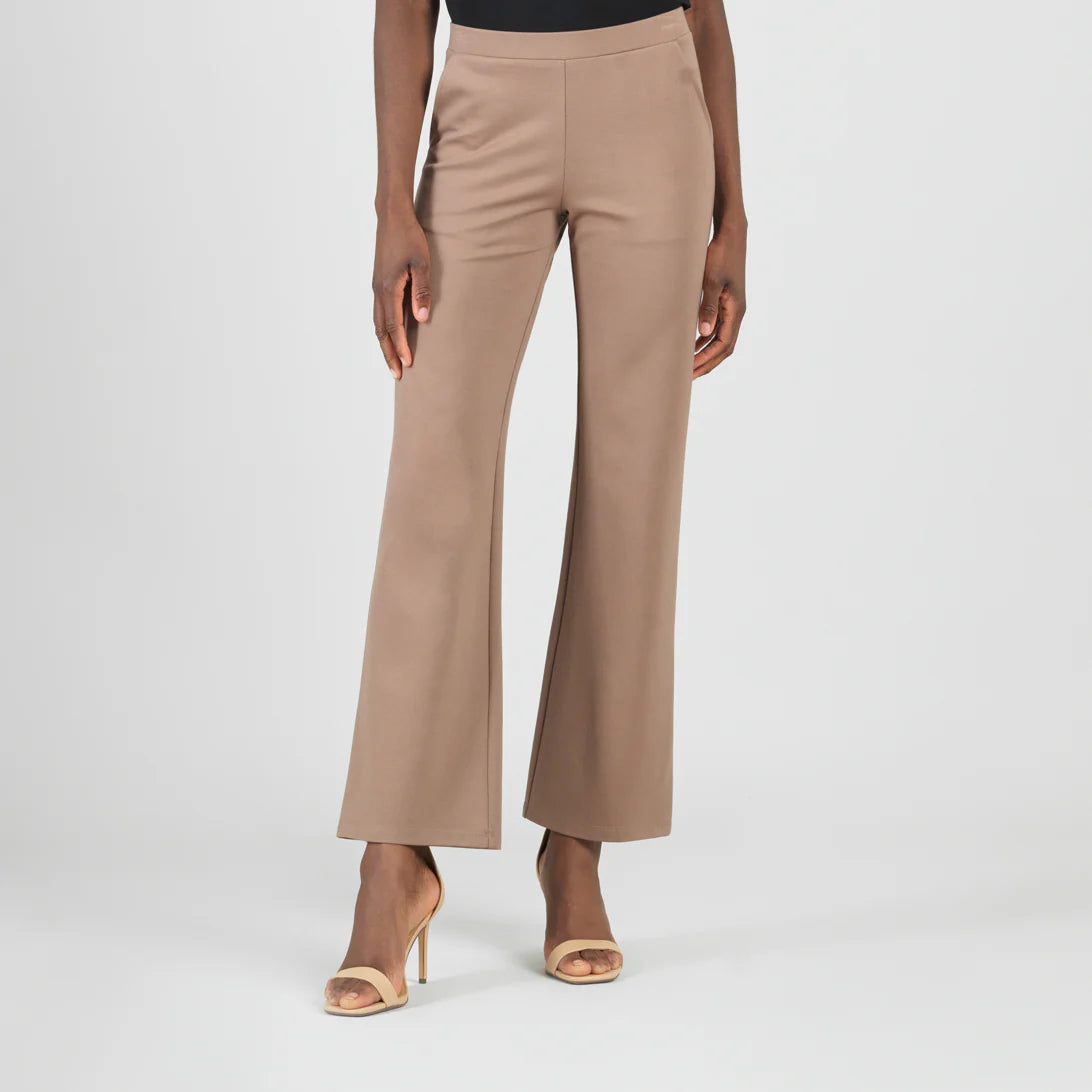 Central Park Stroll Pant in taupe, straight-leg ponte knit with side pockets