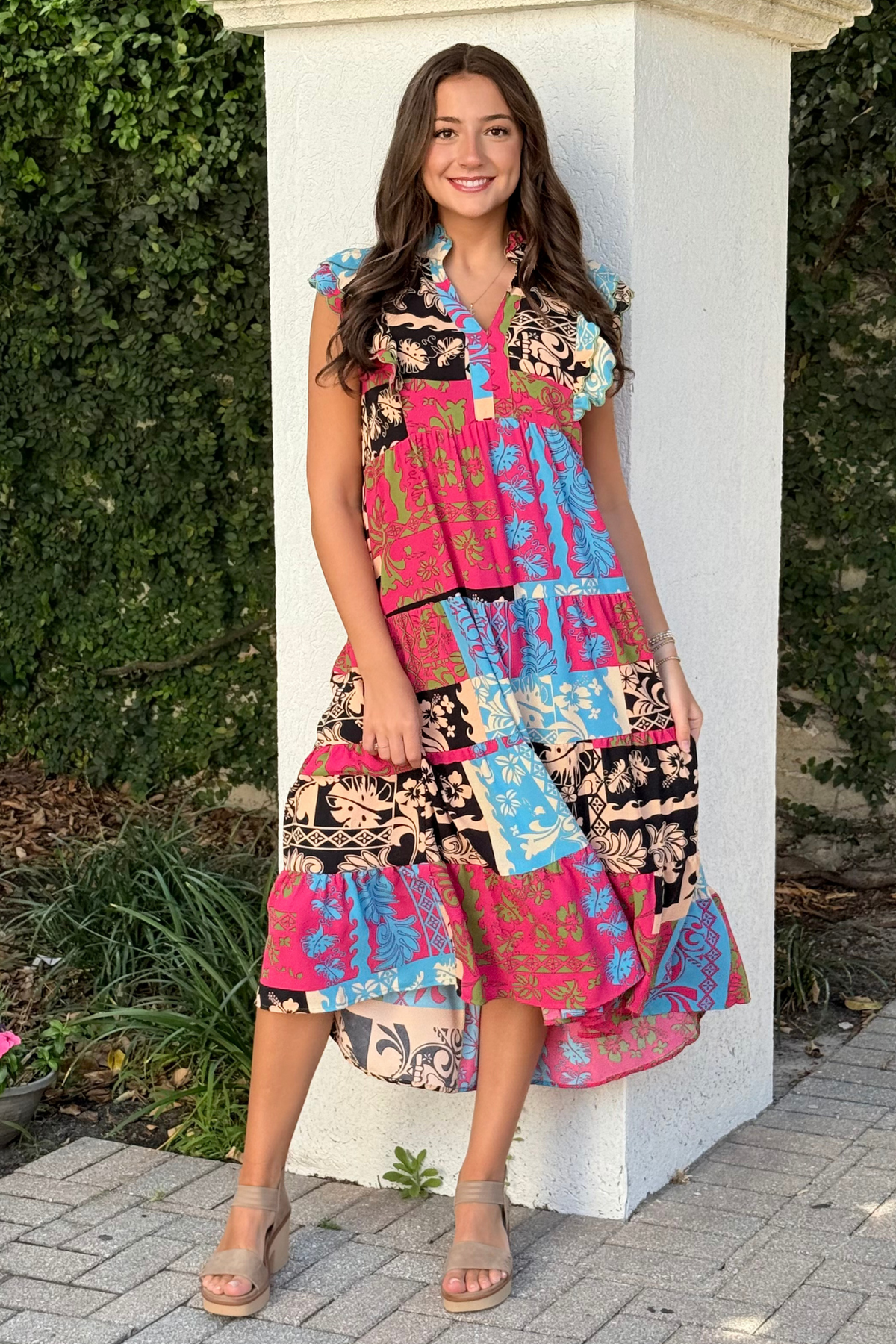 The Tropic Tapestry Tiered Mixed Print Maxi