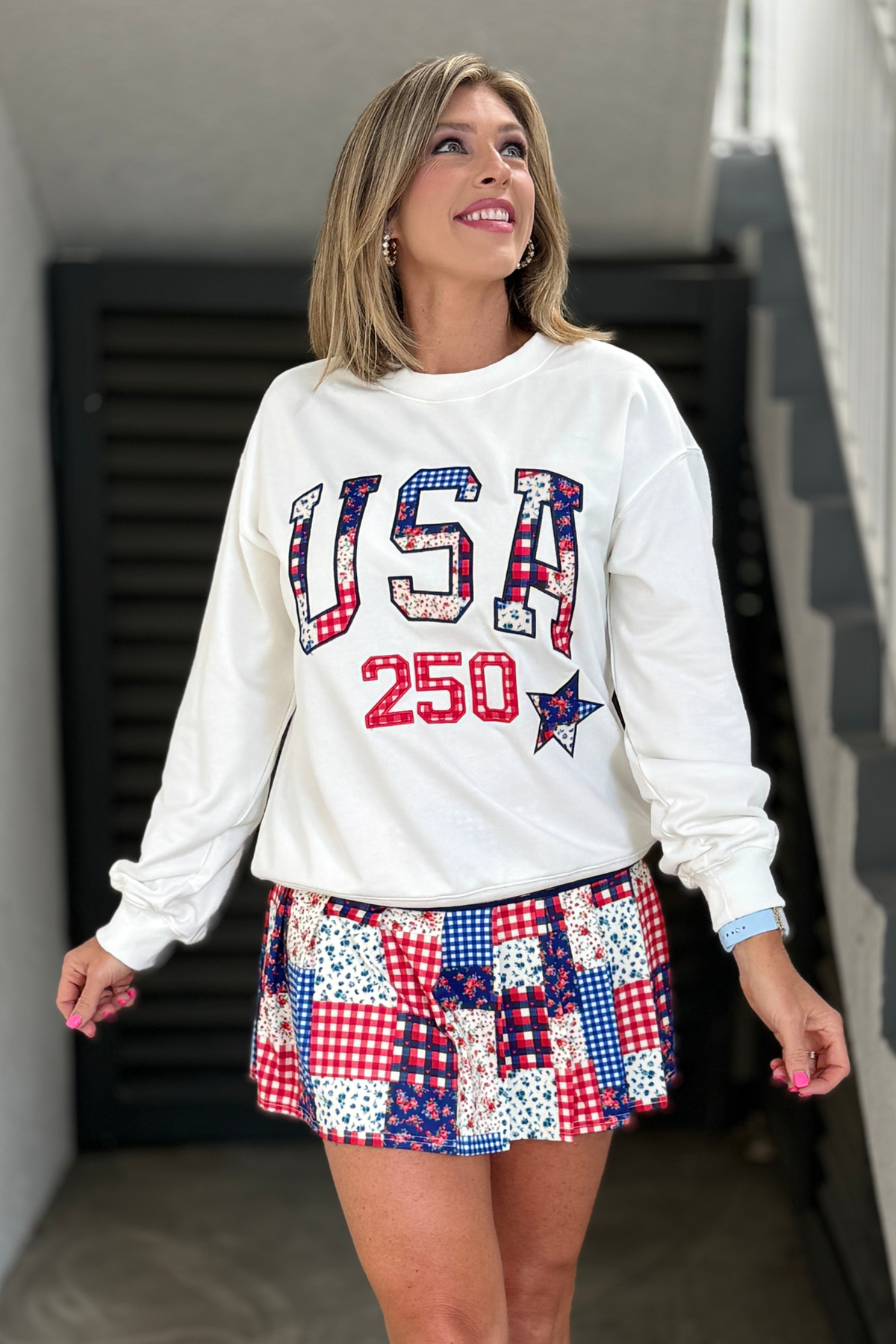 Red white and blue boutique USA sweatshirt