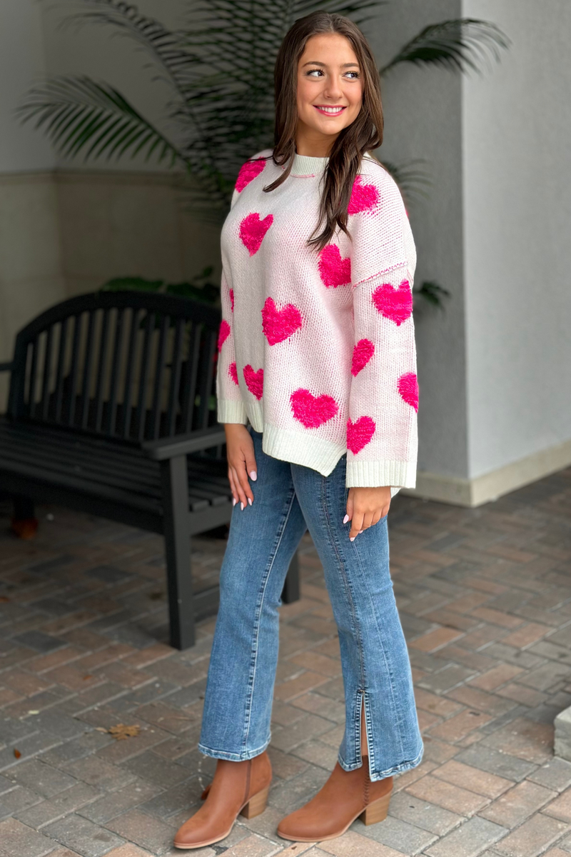 Cozy Heart Embroidery Sweater