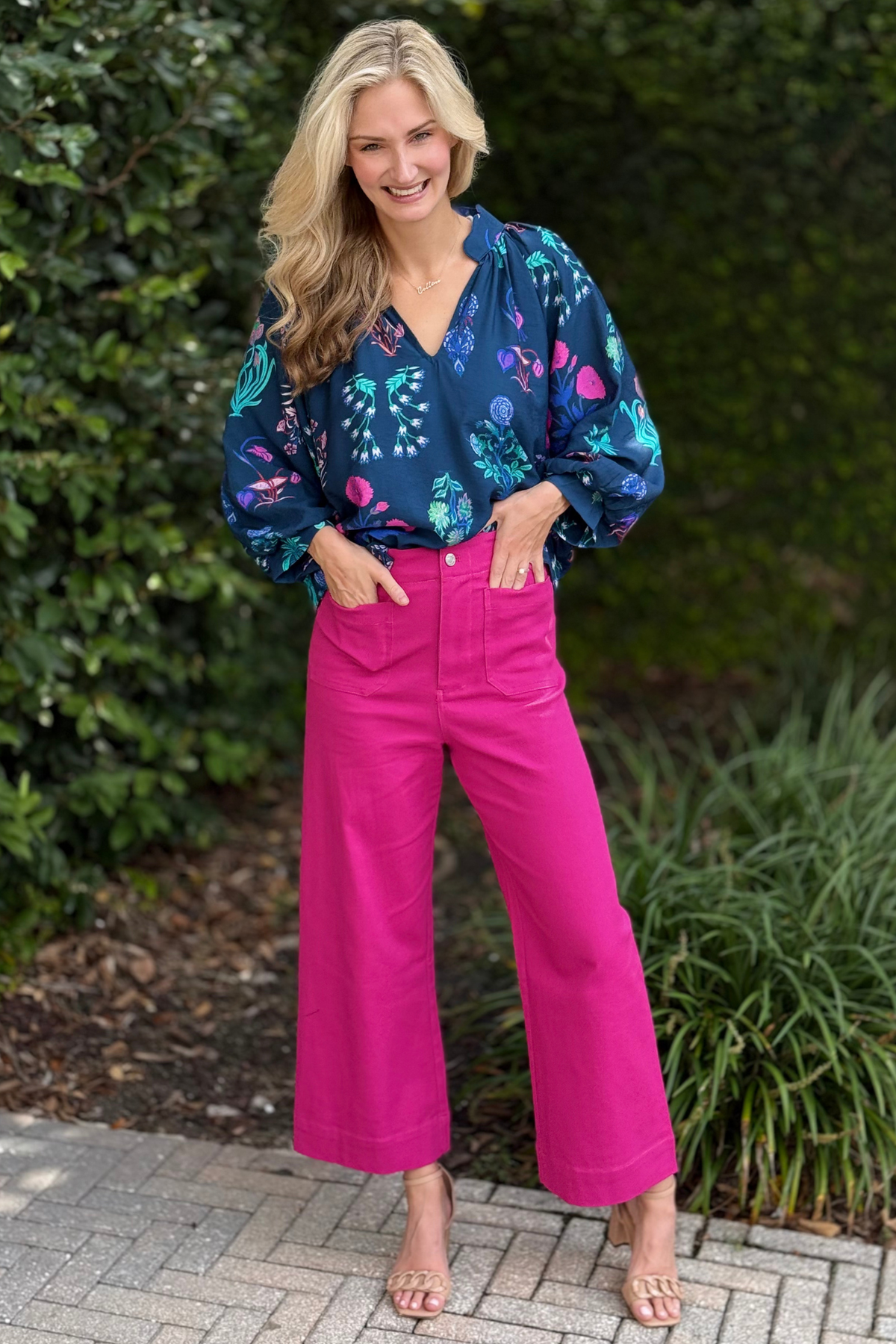 The Rosé Radiance Wide Legs in Hot Pink
